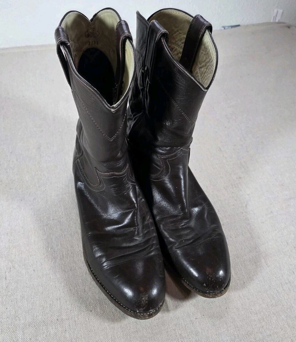 Justin 3132 Men's Size 9E Brown Leather Western Cowboy Boots USA Made Vintage